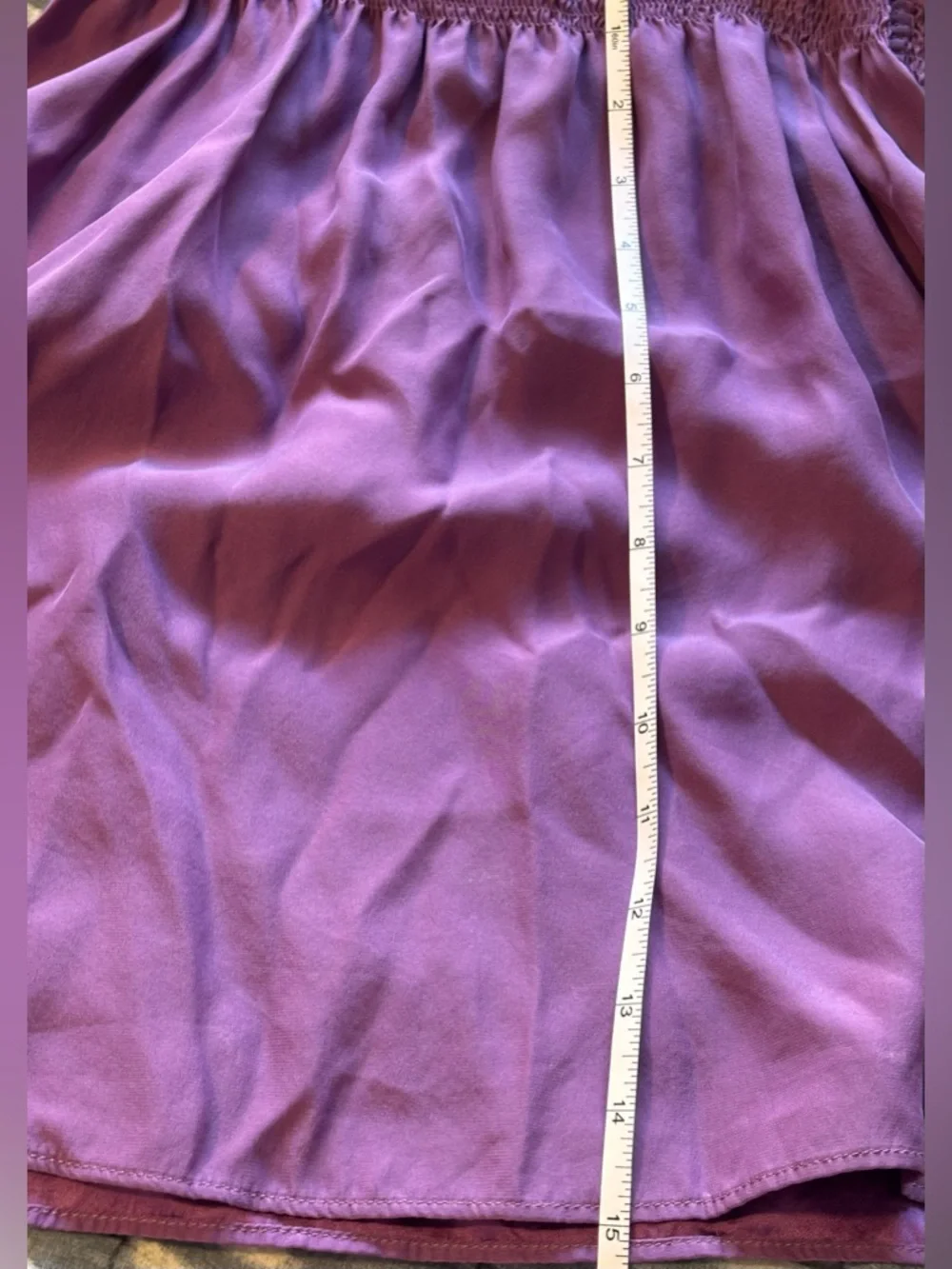 🌸 Parker 100% Silk Elastic Smoked Waist Purple Dress Size Medium